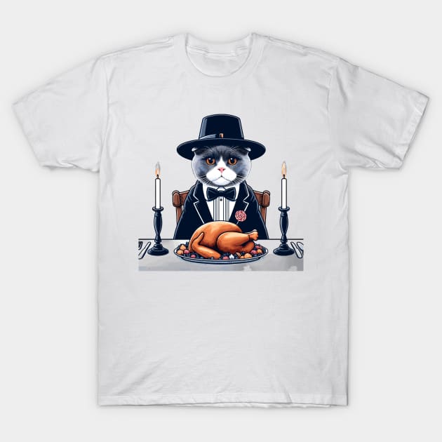 British Shorthair Cat Thanksgiving T-Shirt by Graceful Designs